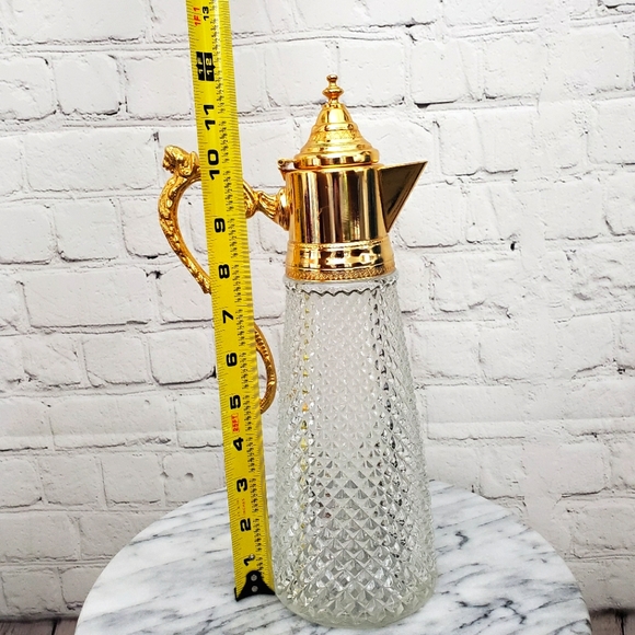 Vintage Italian Crystal Carafe / Decanter with Gold Metal Spout.. - Picture 8 of 9